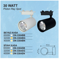 10EN 30W - Ledli Ray Spot Beyaz Kasa Monofoze Soketli